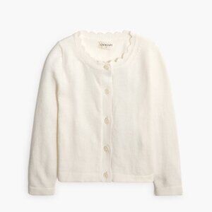 J Crew Baby & toddler girls' scalloped cotton ivory cardigan sweater